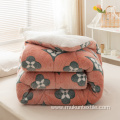 Flannel+Sherpa printed Quilted Comforter Microfiber Fill